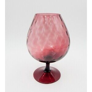 Diamond Optic Amethyst Purple Art Glass Brandy Snifter Vase 9 Inch